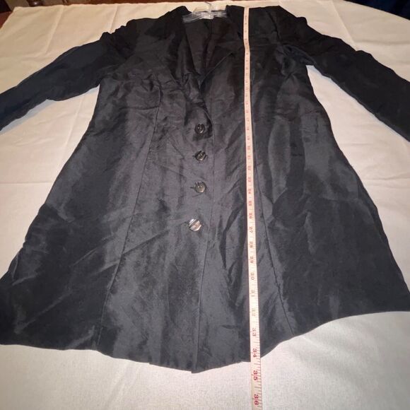 Vintage Silks by LSC Women's long shirt duster black 100% silk medium - Picture 4 of 6
